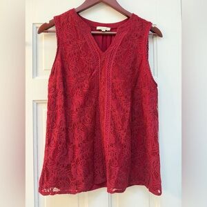 Skies Are Blue Red Lace Blouse